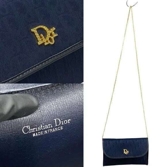 CHRISTIAN DIOR Blue Leather Trotter Shoulder Bag - Picture 3 of 9